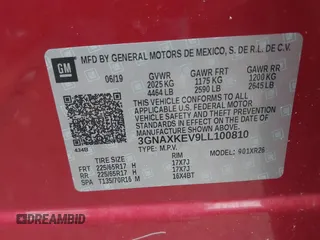 2020 Chevrolet Equinox LT with VIN 3GNAXKEV9LL100810, listed as a IAAI auction lot 41963228 with 128,290 mi miles and . Bid and sale history available at carsss.com. Image 9.