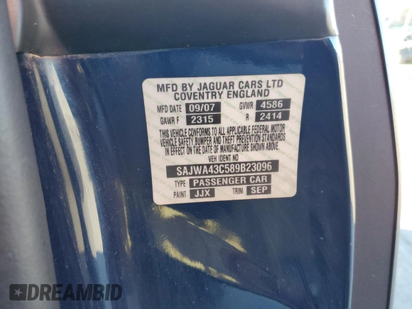 2008 Jaguar XK with VIN SAJWA43C589B23096, listed as a Copart auction lot 79337334 with 143,902 mi miles and Salvage Title. Bid and sale history available at carsss.com. Image 12.