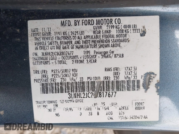 2012 Lincoln MKZ with VIN 3LNHL2JC2CR817677, listed as a IAAI auction lot 42256792 with 147,729 mi miles and . Bid and sale history available at DreamBid. Image 12.