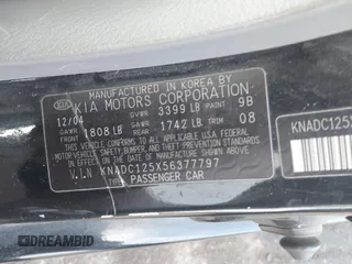 2005 Kia Rio with VIN KNADC125X56377797, listed as a IAAI auction lot 41685739 with 103,390 mi miles. Bid and sale history available at carsss.com. Image 9.