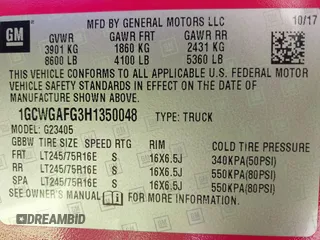 2017 Chevrolet Express Cargo Van with VIN 1GCWGAFG3H1350048, listed as a IAAI auction lot 41881164 with 115,430 mi miles. Bid and sale history available at carsss.com. Image 9.