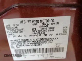 2016 Ford Edge SEL with VIN 2FMPK3J80GBC25053, listed as a Copart auction lot 48904005 with 176,325 mi miles and Salvage Title. Bid and sale history available at carsss.com. Image 14.