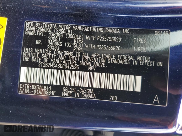 2016 Lexus RX 350 z VIN 2T2BZMCA6GC042596, wystawiony jako Copart lot #61742275 z przebiegiem 161 064 mil mil oraz Szkoda całkowita • Salvage title. Historia ofert i sprzedaży dostępna na DreamBid. Obrazek 13.