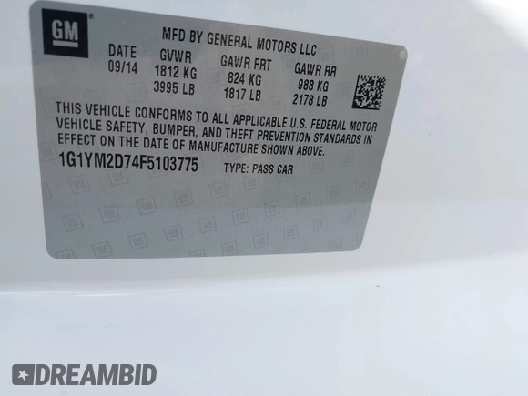 2015 Chevrolet Corvette Z51 3LT z VIN 1G1YM2D74F5103775, wystawiony jako IAAI lot #41810409 z przebiegiem 29 000 mil mil oraz . Historia ofert i sprzedaży dostępna na DreamBid. Obrazek 9.