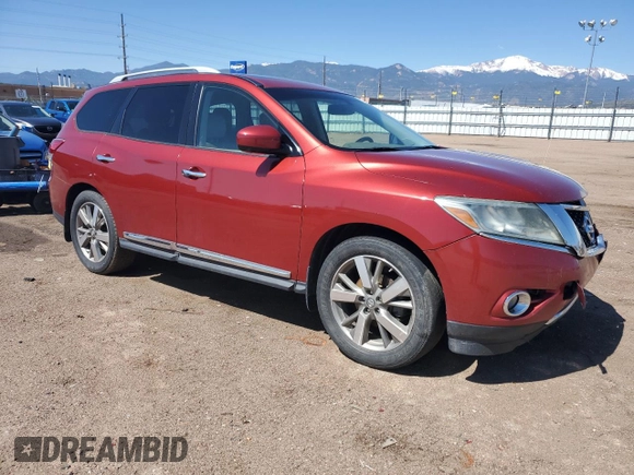 2014 Nissan Pathfinder S with VIN 5N1AR2MM1EC687297, listed as a Copart auction lot 57609195 with 212,280 mi miles and Clean title. Bid and sale history available at DreamBid. Image 4.