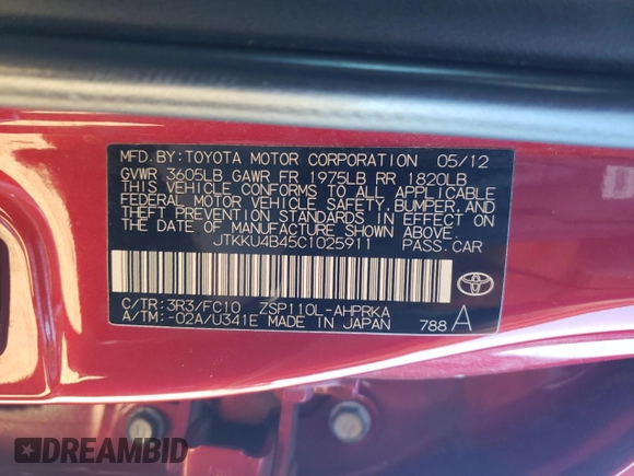 2012 Scion xD with VIN JTKKU4B45C1025911, listed as a Copart auction lot 84477054 with 102,953 mi miles and Salvage Title. Bid and sale history available at DreamBid. Image 15.