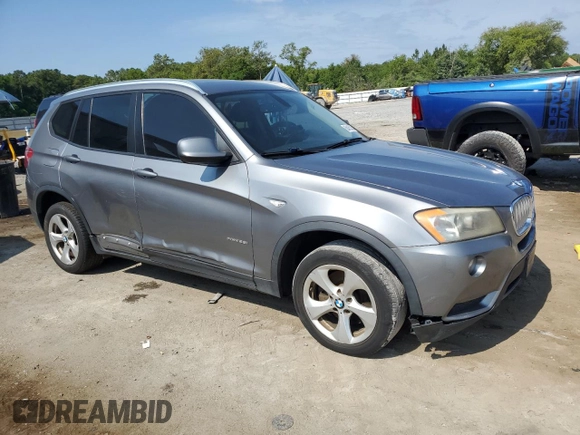 2011 BMW X3 28i with VIN 5UXWX5C59BLW14085, listed as a Copart auction lot 56405335 with 219,872 mi miles and Clean Title. Bid and sale history available at DreamBid. Image 4.