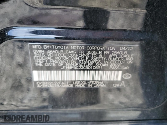 2012 Lexus IS F F z VIN JTHBP5C23C5010591, wystawiony jako Copart lot #45401355 z przebiegiem 119 643 mil mil oraz Szkody całkowita. Historia ofert i sprzedaży dostępna na DreamBid. Obrazek 14.