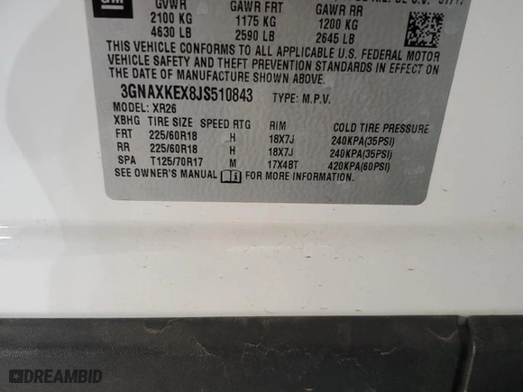2018 Chevrolet Equinox LT with VIN 3GNAXKEX8JS510843, listed as a Copart auction lot 53746805 with 99,188 mi miles and Salvage Title. Bid and sale history available at carsss.com. Image 14.