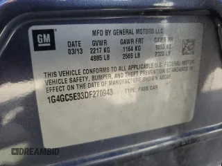 2013 Buick LaCrosse Leather z VIN 1G4GC5E33DF270943, wystawiony jako Copart lot #61810135 z przebiegiem 140 821 mil mil oraz Szkoda całkowita • Salvage title. Historia ofert i sprzedaży dostępna na DreamBid. Obrazek 12.