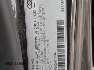 2016 Audi S7 with VIN WAUW2BFC0GN017862, listed as a Copart auction lot 36133253 with 74,481 mi miles. Bid and sale history available at carsss.com. Image 12.