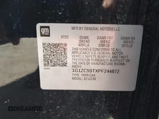 2023 Chevrolet Malibu LS with VIN 1G1ZC5STXPF244872, listed as a IAAI auction lot 41687500 with 34,130 mi miles and . Bid and sale history available at DreamBid. Image 9.