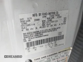 2011 Ford Expedition Max Limited с VIN 1FMJK1K50BEF09892, выставлен на аукционе IAAI как лот 42593101 с пробегом 250 189 миль миль и . История ставок и продаж доступна на DreamBid. Изображение 9.