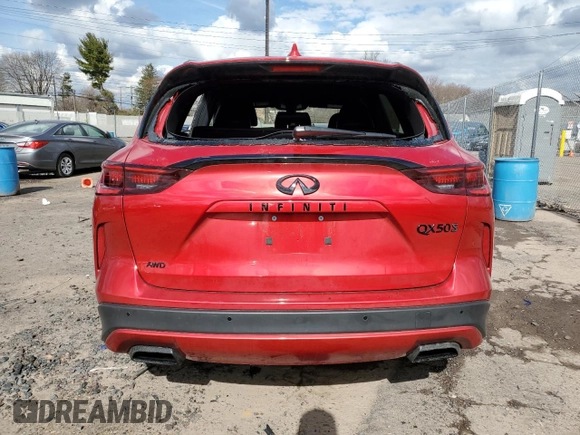 2023 Infiniti QX50 Sport with VIN 3PCAJ5FB8PF115450, listed as a Copart auction lot 44619754 with 29,605 mi miles and Salvage Title. Bid and sale history available at DreamBid. Image 6.
