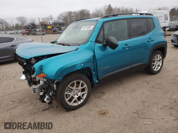 2022 Jeep Renegade Sport with VIN ZACNJCA16NPP00616, listed as a Copart auction lot 49218585 with 24,658 mi miles and Clean title. Bid and sale history available at DreamBid. Image 1.
