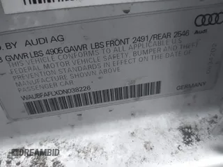 2013 Audi A4 Premium with VIN WAUBFAFLXDN038226, listed as a IAAI auction lot 41509848 with 156,969 mi miles. Bid and sale history available at carsss.com. Image 9.