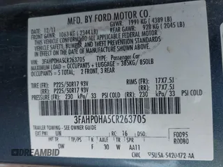 2012 Ford Fusion SE with VIN 3FAHP0HA5CR263705, listed as a IAAI auction lot 42583137 with 184,407 mi miles and . Bid and sale history available at DreamBid. Image 9.