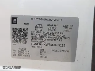 2021 Chevrolet Traverse LT Leather with VIN 1GNERHKW8MJ105162, listed as a IAAI auction lot 41437189 with 72,722 mi miles. Bid and sale history available at carsss.com. Image 9.