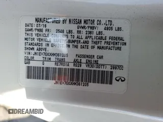 2017 Infiniti Q60 Premium with VIN JN1EV7EKXHM361205, listed as a Copart auction lot 54614045 with 72,887 mi miles and Salvage title. Bid and sale history available at DreamBid. Image 12.