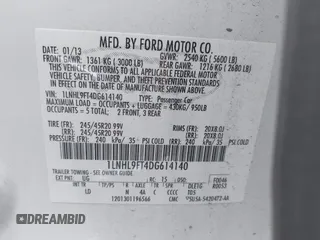 2013 Lincoln MKS EcoBoost with VIN 1LNHL9FT4DG614140, listed as a IAAI auction lot 42866991 with 126,487 mi miles and . Bid and sale history available at DreamBid. Image 9.