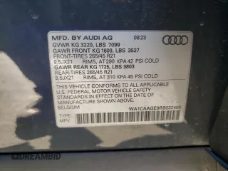 2024 Audi Q8 e-tron Sportback S line Premium Plus z VIN WA1CAAGE9RB032409, wystawiony jako Copart lot #71624704 z przebiegiem 9 364 mil mil oraz Szkoda całkowita • Salvage title. Historia ofert i sprzedaży dostępna na DreamBid. Obrazek 14.