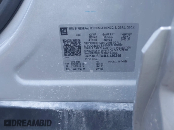 2020 GMC Terrain Denali с VIN 3GKALSEX4LL139346, выставлен на аукционе IAAI как лот 41129973 с пробегом 36 336 миль миль и . История ставок и продаж доступна на DreamBid. Изображение 9.