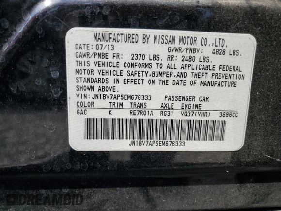 2014 Infiniti Q50 Sport with VIN JN1BV7AP5EM676333, listed as a Copart auction lot 51488305 with 229,972 mi miles and Clean Title. Bid and sale history available at DreamBid. Image 12.