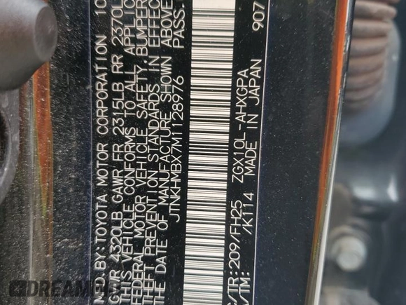 2021 Toyota C-HR LE with VIN JTNKHMBX7M1128976, listed as a Copart auction lot 54297035 with Not Provided miles and Salvage Title. Bid and sale history available at DreamBid. Image 13.