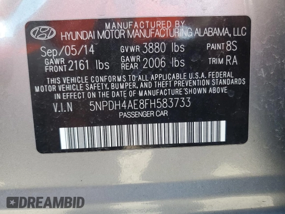 2015 Hyundai Elantra SE z VIN 5NPDH4AE8FH583733, wystawiony jako Copart lot #61287825 z przebiegiem 92 588 mil mil oraz Czysty tytuł • Clean title. Historia ofert i sprzedaży dostępna na DreamBid. Obrazek 12.