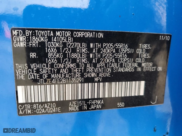 2011 Scion xB with VIN JTLZE4FE2B1135291, listed as a Copart auction lot 47675315 with 193,470 mi miles and Salvage Title. Bid and sale history available at carsss.com. Image 14.