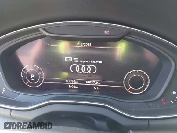 2018 Audi Q5 Prestige z VIN WA1CNAFY3J2078029, wystawiony jako IAAI lot #41822564 z przebiegiem 80 690 mil mil oraz . Historia ofert i sprzedaży dostępna na DreamBid. Obrazek 7.