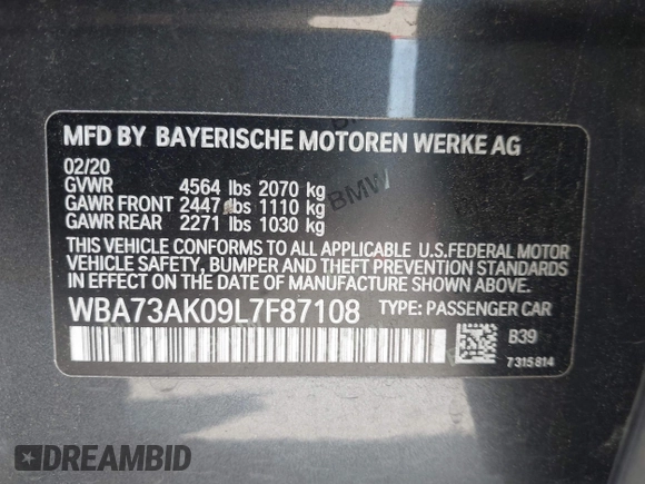 2020 BMW 2 Series 228i xDrive z VIN WBA73AK09L7F87108, wystawiony jako IAAI lot #42061198 z przebiegiem 43 232 mil mil oraz . Historia ofert i sprzedaży dostępna na DreamBid. Obrazek 9.