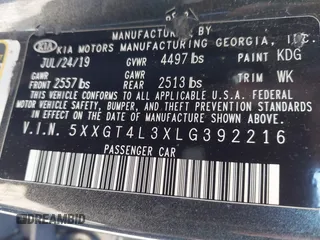 2020 Kia Optima LX z VIN 5XXGT4L3XLG392216, wystawiony jako IAAI lot #42047176 z przebiegiem 86 965 mil mil oraz . Historia ofert i sprzedaży dostępna na DreamBid. Obrazek 9.