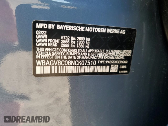 2022 BMW 8 Series M850i z VIN WBAGV8C08NCK07510, wystawiony jako Copart lot #84925344 z przebiegiem 16 955 mil mil oraz Szkody całkowita. Historia ofert i sprzedaży dostępna na DreamBid. Obrazek 12.
