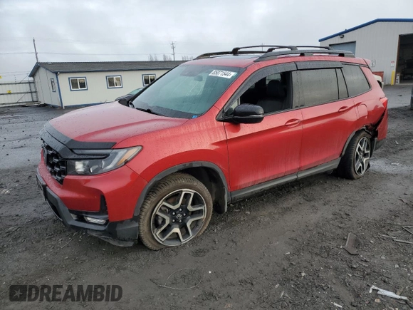 2023 Honda Passport Elite with VIN 5FNYF8H09PB016410, listed as a Copart auction lot 85071544 with 54,327 mi miles and Salvage Title. Bid and sale history available at carsss.com. Image 1.
