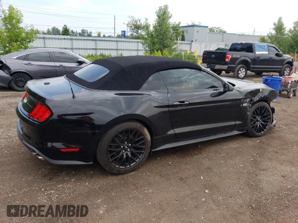 2021 Ford Mustang GT Premium with VIN 1FATP8FF1M5103901, listed as a Copart auction lot 56490485 with 46,584 mi miles and Salvage title. Bid and sale history available at DreamBid. Image 3.