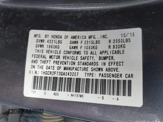 2016 Honda Accord Sedan EX with VIN 1HGCR2F73GA043207, listed as a IAAI auction lot 41877276 with 225,407 mi miles. Bid and sale history available at carsss.com. Image 9.
