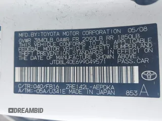 2009 Toyota Corolla с VIN JTDBL40E699049571, выставлен на аукционе IAAI как лот 42729815 с пробегом 169 517 миль миль и . История ставок и продаж доступна на DreamBid. Изображение 9.