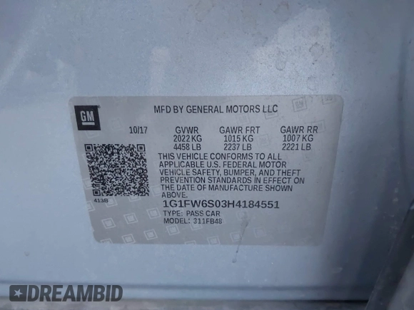 2017 Chevrolet Bolt EV LT with VIN 1G1FW6S03H4184551, listed as a IAAI auction lot 41974694 with 59,446 mi miles. Bid and sale history available at carsss.com. Image 9.