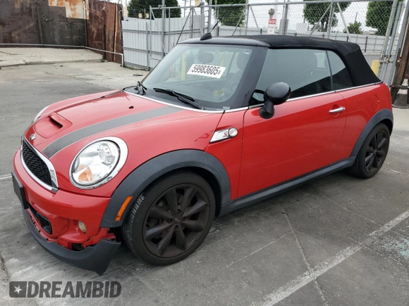 2012 MINI Convertible S z VIN WMWZP3C56CT249799, wystawiony jako Copart lot #59983605 z przebiegiem 66 756 mil mil oraz Czysty tytuł • Clean title. Historia ofert i sprzedaży dostępna na DreamBid. Obrazek 1.