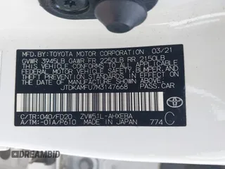 2021 Toyota Prius L Eco with VIN JTDKAMFU7M3147668, listed as a IAAI auction lot 42390394 with 80,831 mi miles and . Bid and sale history available at DreamBid. Image 9.