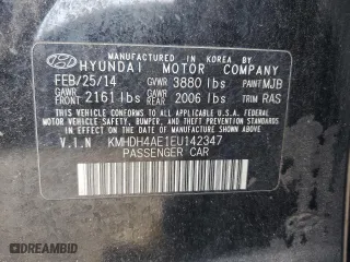 2014 Hyundai Elantra SE with VIN KMHDH4AE1EU142347, listed as a Copart auction lot 50061405 with 180,992 mi miles and Salvage Title. Bid and sale history available at carsss.com. Image 12.