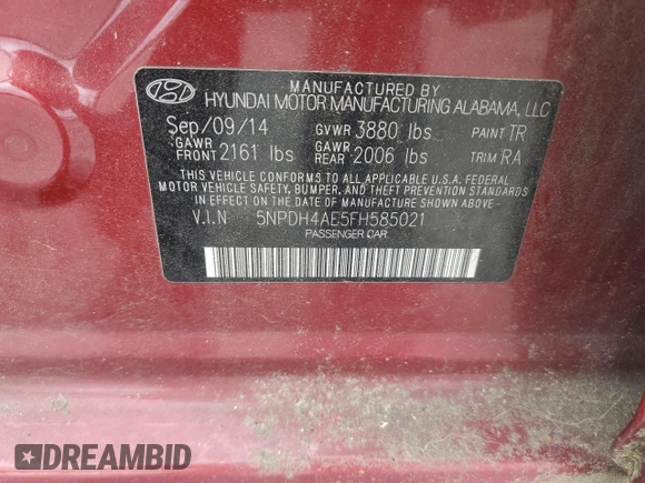 2015 Hyundai Elantra SE z VIN 5NPDH4AE5FH585021, wystawiony jako Copart lot #58666925 z przebiegiem 129 040 mil mil oraz Czysty tytuł • Clean title. Historia ofert i sprzedaży dostępna na DreamBid. Obrazek 12.