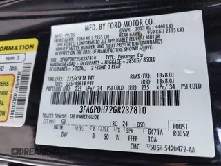 2016 Ford Fusion SE with VIN 3FA6P0H72GR237810, listed as a IAAI auction lot 42455023 with 93,048 mi miles and . Bid and sale history available at DreamBid. Image 9.