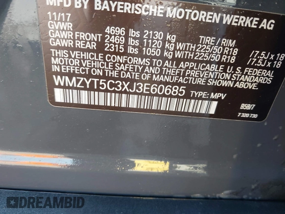 2018 MINI Countryman Cooper S with VIN WMZYT5C3XJ3E60685, listed as a IAAI auction lot 41775049 with 125,883 mi miles and . Bid and sale history available at DreamBid. Image 9.
