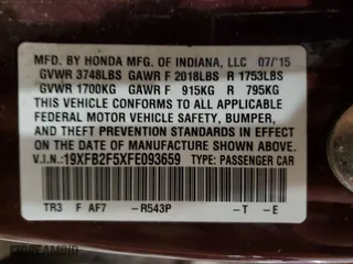 2015 Honda Civic Sedan LX with VIN 19XFB2F5XFE093659, listed as a Copart auction lot 46832235 with 111,587 mi miles and Salvage Title. Bid and sale history available at carsss.com. Image 12.