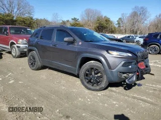 2018 Jeep Cherokee Trailhawk with VIN 1C4PJMBB9JD548008, listed as a Copart auction lot 43076075 with 61,906 mi miles and Salvage title. Bid and sale history available at DreamBid. Image 4.