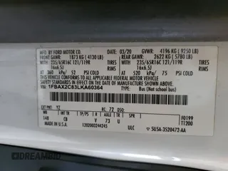 2020 Ford Transit Passenger XL with VIN 1FBAX2C83LKA60364, listed as a Copart auction lot 79533684 with 35,208 mi miles and Salvage Title. Bid and sale history available at DreamBid. Image 13.