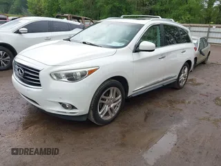 2013 Infiniti JX35 with VIN 5N1AL0MM2DC330361, listed as a IAAI auction lot 42072538 with 183,624 mi miles. Bid and sale history available at carsss.com. Image 2.