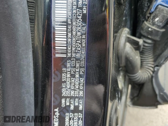 2024 Alfa Romeo Tonale Veloce z VIN ZASPATDW2R3054217, wystawiony jako Copart lot #49301915 z przebiegiem Nie podano mil oraz Nie do naprawy • Non repairable. Historia ofert i sprzedaży dostępna na DreamBid. Obrazek 13.